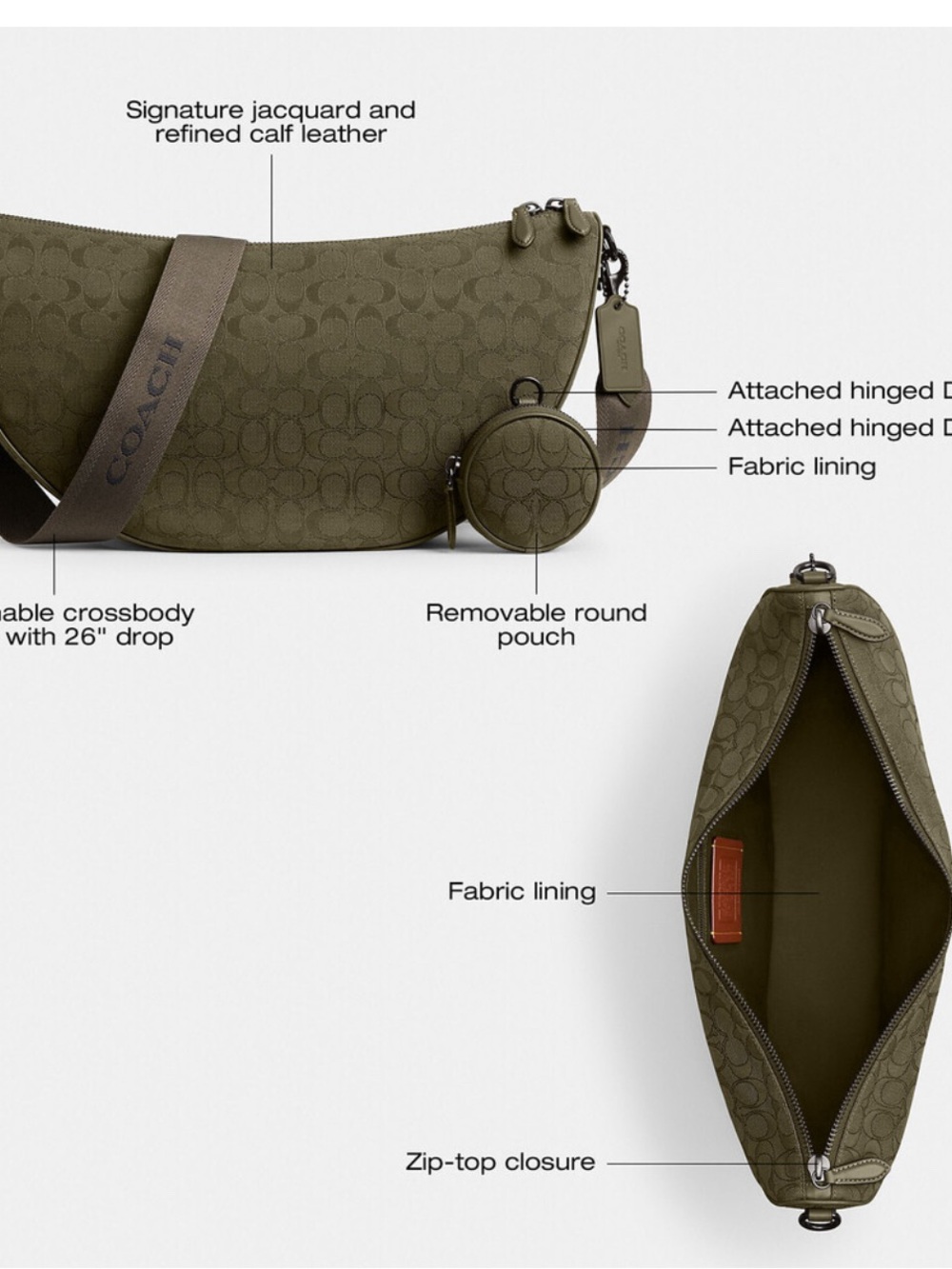 Coach Signature Messenger sling jacquard Bag in Olive